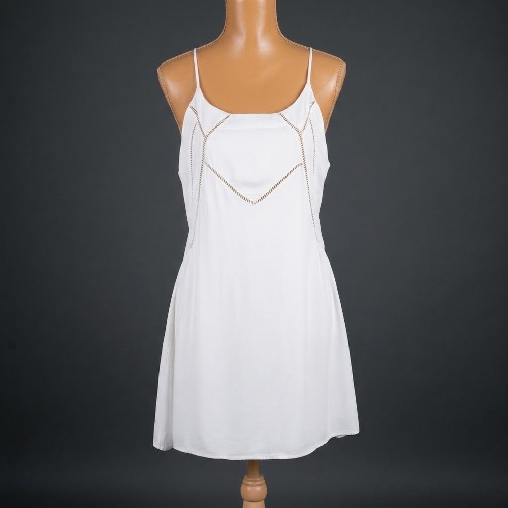 Zaful Crochet Trim Mini Dress White Womens Size M Preppy Coquette